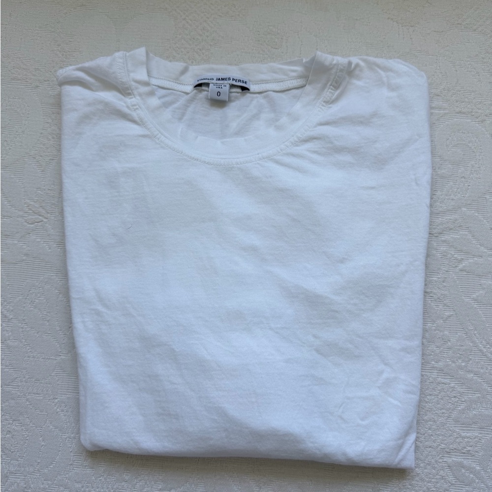 James Perse White Long-Sleeve Crew Tee